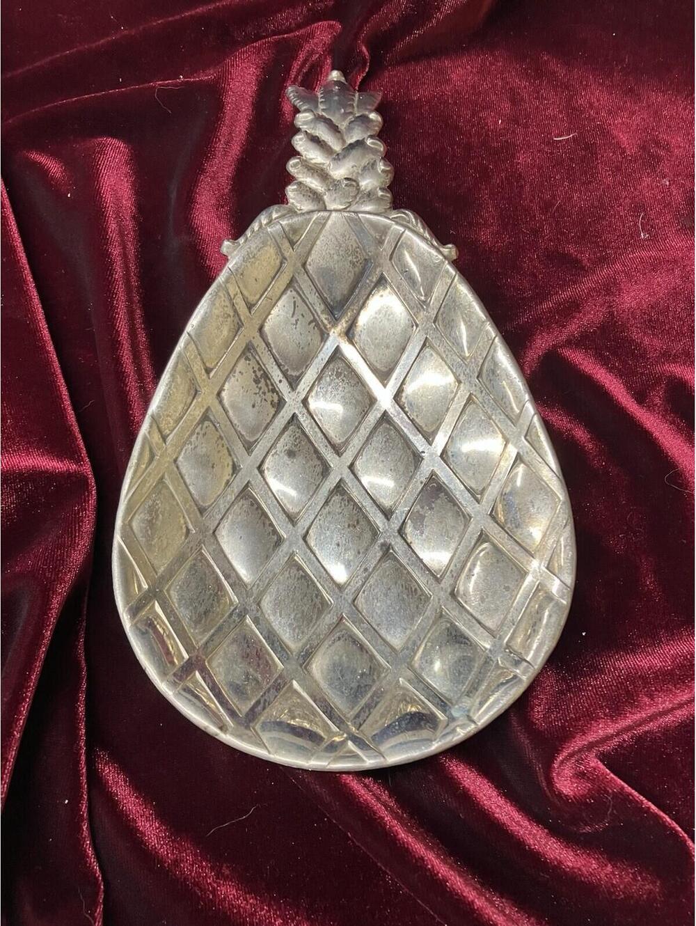 Silver Plated Pineapple Spoon Rest Trinket Ring Dish